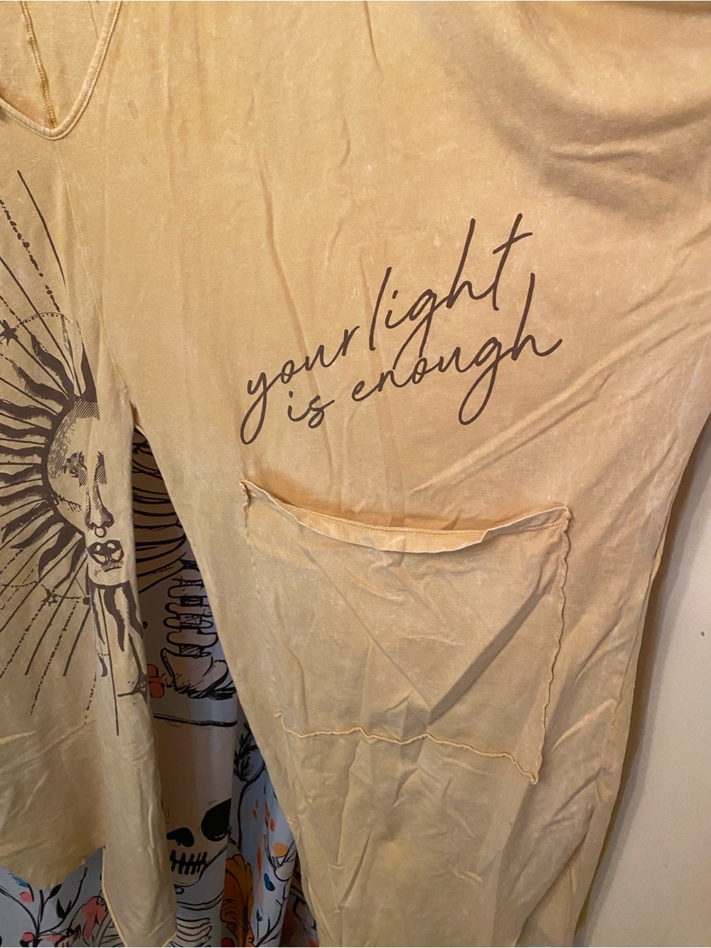 Women’s Sun Graphic Tunic Top in Pale Yellow - Picture 2 of 2
